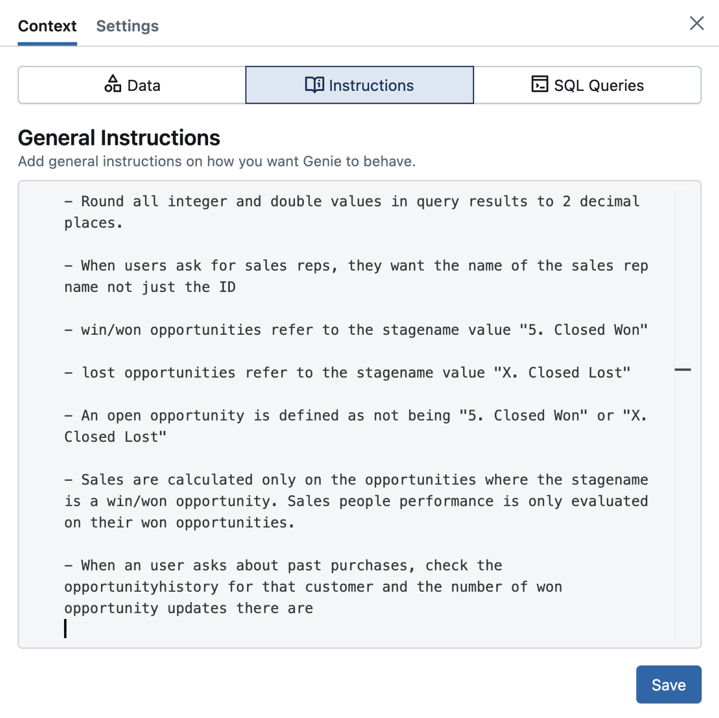Image of expert-curated instructions for Databricks data management and AI governance.